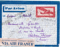 79643 - Frz Indochina - 1932 - 36c GALpU PNOM PENH -> PARIS -> Chateau Thierry (Frankreich), Kl Riss U - Covers & Documents