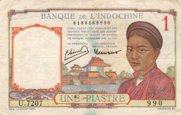 Billet Banque D'Indochine 1953: 1 Une Piastre (Giấy Bạc Một đồng, 1 $) U. 7207 - N° 990 - Indocina