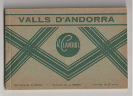 ANDORRE - VALLS D'ANDORRA  Très Beau Carnet Complet De 20 Cartes Postales Bel état - Ed V Claverol - Carte Géographique - Andorre