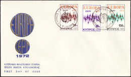 Chypre - Cyprus - Zypern FDC2 1972 Y&T N°366 à 368 - Michel N°374 à 376 - EUROPA - Lettres & Documents