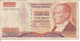 TURKEY 20.000 LIRA L-1970 (1989) - Turquie
