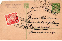 79646 - Tschechoslowakei - 1923 - 50h Allegorie GAKte (kl Mgl O L) M ZusFrankatur NEUTITSCHEIN -> MAZAMET (Frankreich) - Storia Postale