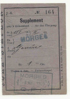 1905 Cachet MORGES CFF Sur Billet Ticket De Train MORGES - GENEVE. Chemin De Fer Suisse JURA SIMPLON - Other & Unclassified