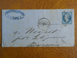 ¤0 FRANCE  LETTRE  1862 LYON A BOURGOIN  ++N°14  ++ AFFRANCH.INTERESSANT - 1849-1876: Période Classique