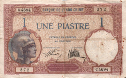 Billet Banque D'Indochine 1923: 1 Une Piastre (Giấy Bạc Một đồng, 1 $) C. 4694 - N° 372 - Indocina