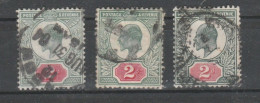 GB 1902/06/11: 2 D EVII Used, De La Rue, Ordin. And Chalk-surf. Pap. And 2d EVII Somerset:S.G.-sp. M11(2),M12(1),M13(1) - Used Stamps