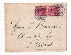Lettre 1904 Frankfurt Am Main Deutschland Bruxelles Belgique Stamp Pair Germania + Correspondance - Brieven En Documenten