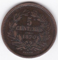 Luxembourg 5 Centimes 1870 Bruxelles, Guillaume III, En Bronze KM#22.1 - Lussemburgo
