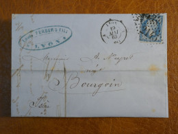 ¤0 FRANCE  LETTRE ISERE  1863 LYON A BOURGOIN    ++N°22  ++ AFFRANCH.INTERESSANT - 1849-1876: Classic Period