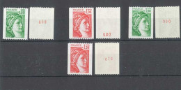 Yvert  1980 à 1981 B  - Type Sabine - 2 Série De 4 Timbres Neufs Sans Trace De Charnières Dont 1 Série N° Rouge Au Verso - 1977-1981 Sabine (Gandon)