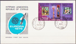 Europa CEPT 1975 Chypre - Cyprus - Zypern FDC1 Y&T N°420 à 422 - Michel N°426 à 428 - 1975