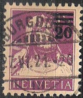 Schweiz Suisse 1921: "Aufdruck ==20" Zu 150A MI 160a Yv 183 Mit Voll-Stempel BURGDORF 27.VI.21 (Zumstein CHF 5.00) - Gebraucht