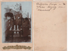 Photo Cabinet Portrait On Passepartout. Three Jewish Children - Personnes Anonymes