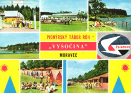 MORAVEC, PIONEER CAMP, MULTIPLE VIEWS, ARCHITECTURE, CHILDREN, TENT, LOGO, CZECH REPUBLIC, POSTCARD - Tchéquie