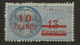 FISCAUX  FRANCE SERIE UNIFIEE N°278  10 F Sur 13F Bleu - Stamps