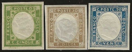 Italy       .  Yvert    .   5A / 6 / 7   .   1862 .     *      .   Mint-hinged - Neufs