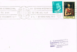 55299. Carta CARTAGENA (Murcia) 1987. Rodillo Especial Semana CINE Del Mar Internacional. CINEMA, Film - Storia Postale