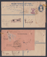 Inde British India 1946 Used King George V Registered Letter Cover, Postal Stationery, Lucknow, With Acknowledgement - 1936-47  George VI