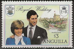 ANGUILLA 1981 Royal Wedding - $3 - Prince Charles, Lady Diana Spencer And Windsor Castle MNH - Anguilla (1968-...)