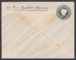Inde British India Mint Queen Victoria Half Anna, On Her Majesty's Service Cover, Official Envelope, Postal Stationery - 1882-1901 Imperium