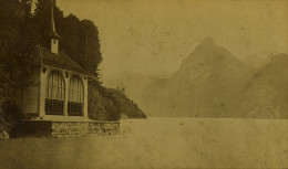 Suisse Chapelle De Guillaume Tell Lac Des Quatre-Cantons Ancienne Carte Cabinet Photo Charnaux 1880 - Old (before 1900)