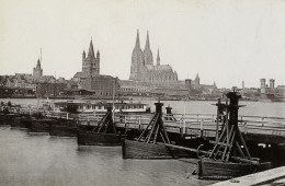 Allemagne Cologne Köln Pont De Bateaux Ancienne Carte Cabinet Photo Römmler & Jonas 1899 - Old (before 1900)