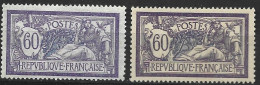 FRANCE N° 144 60C VIOLET ET BLEU TYPE MERSON 2 NUANCES DIFFERENTES - Ongebruikt