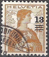 Schweiz Suisse 1915: Aufdruck "13= Auf 12" Zu 133 Mi 125 Yv 146 Mit Eck-Stempel FRAUBRUNNEN (Zumstein CHF 16.00) - Used Stamps