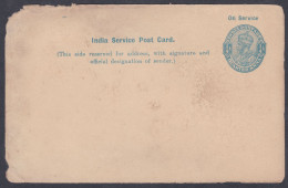 Inde British India Mint Unused Quarter Anna King George V Service Official Postcard, Post Card, Postal Stationery - 1911-35  George V