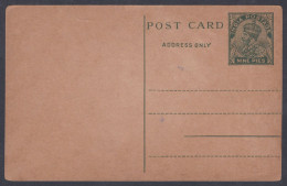 Inde British India Mint Unused 9 Pies King George V Postcard, Post Card, Postal Stationery - 1911-35 King George V