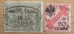 2 Marken Reichs-Stempel-Abgabe 1885 / Fiskalmarken / Revenue Stamps Germany - Sonstige & Ohne Zuordnung