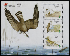 1995 Portugal Nature Conservation: Great Bustard, Osprey, Green Lizard Minisheet (** / MNH / UMM) - Arends & Roofvogels