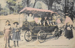 CPA - PARIS - Buttes-Chaumont Attelage ANE Le Chargement Complet D'Enfants Fillettes Au Cerceau - (XIXe Arrt.) - 1905 - Arrondissement: 19