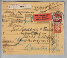 Schweiz Helvetia Mit Schwert 1922-06-04 Bern Liebesgaben-Paket Nach Fürth 5kg 1Fr.+60Rp.-Marken - Brieven En Documenten