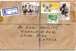 79659 - Irland - 1994 - £1 Volkskunst MiF A R-Bf BAILE ATHA TROIM -> RIGA (Lettland) - Storia Postale