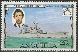 ANGUILLA 1977 Silver Jubilee - 25c - Prince Charles And HMS Minerva (frigate) MNH - Anguilla (1968-...)