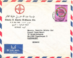 Kuwait Air Mail Cover Sent To Denmark 1977 Single Franked - Koeweit