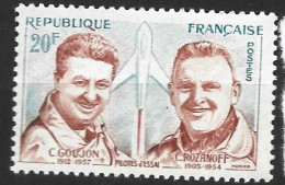 FRANCE N° 1213 20F BLEU MARRON CLAIR ET BLANC HOMMAGE AUX PILOTES D'ESSAI Q DE REPUBLIQUE ROUGE** - Unused Stamps