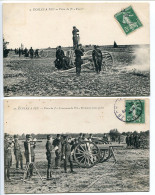 Militaria * LOT 2 CPA 1908 ÉCOLES A FEU Pièce De 75 Feu !! & Concours De Tir Première Pièce Prêt ! ( Soldats Canon ) - Manovre