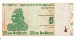 ZIMBABWE 5 DOLLARS 2009 - Simbabwe