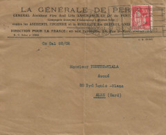 FRANCE ANNEE 1932 N°283 PERFORE GP LA GENERAL DE PERTH SUR ENVELOPPE PARIS 15 XI 32 TB   - Covers & Documents