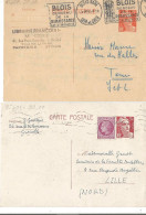 FRANCE ANNEE 1945/1954 LOT DE 2 ENTIERS TYPE MARIANNE DE GANDON N°716B ET 885 CP1 OBLIT. TB COTE 10,00 € - Standard Postcards & Stamped On Demand (before 1995)