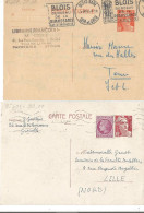 FRANCE ANNEE 1945/1954 LOT DE 2 ENTIERS TYPE MARIANNE DE GANDON N°716B ET 885 CP1 OBLIT. TB COTE 10,00 € - Standard- Und TSC-AK (vor 1995)