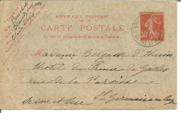 FRANCE ANNEE1907/1939 ENTIER TYPE SEMEUSE CAMEE N° 160 CP1 DATE 129 TB COTE 18,00 € - Standard Postcards & Stamped On Demand (before 1995)