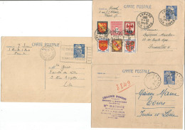 FRANCE ANNEE 1950/1951 LOT DE 3 ENTIERS TYPE MARIANNE DE GANDON N° 812 CP1 SANS DATE TB COTE 24,00 € - Standard Postcards & Stamped On Demand (before 1995)