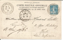 FRANCE ANNEE1907/1939 ENTIER TYPE SEMEUSE CAMEE N° 192 COMEMO. TB  - Overprinter Postcards (before 1995)