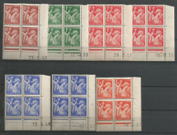 FRANCE ANNEE 1939 N°431 à 435 LOT DE 7 BLOCS DE 4 EX COINS DATES  NEUFS** MNH TB COTE 24,00 € - 1930-1939