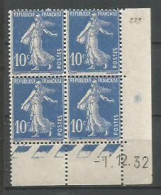 FRANCE ANNEE 1932/1937 N°279 BLOCS DE 4EX NEUFS** MNH COIN DATE 1/12/32 TB COTE 20,00 €  - 1930-1939