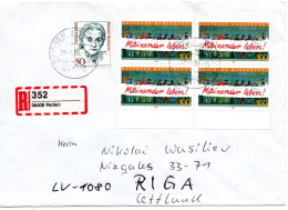 79660 - Bund - 1994 - 100Pfg Miteinander Leben 田 MiF A R-Bf PEISSEN -> RIGA (Lettland) - Lettres & Documents