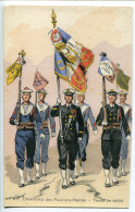 Militaria * Éditions Militaires Illustrateur Toussaint * Drapeau Des FUSILIERS MARINS Tenue De Défilé - Uniforms